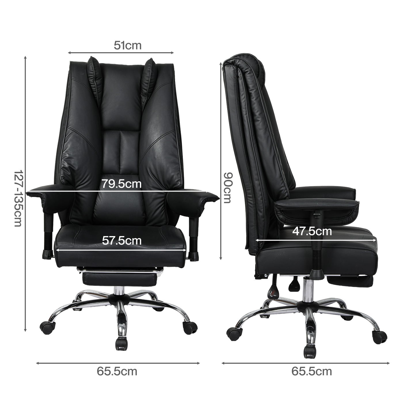 Levede Office Chair Big Tall High Back Heavy Duty PU Recliner Executive Chair