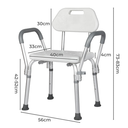 Levede Shower Chair Bath Stool Bench Seat for Elderly with Back Arm Adjustable
