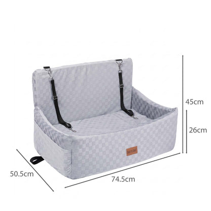 Skylos Large Dog Car Seat Booster Dual-Sided Plush Cool Bed Washable Grey