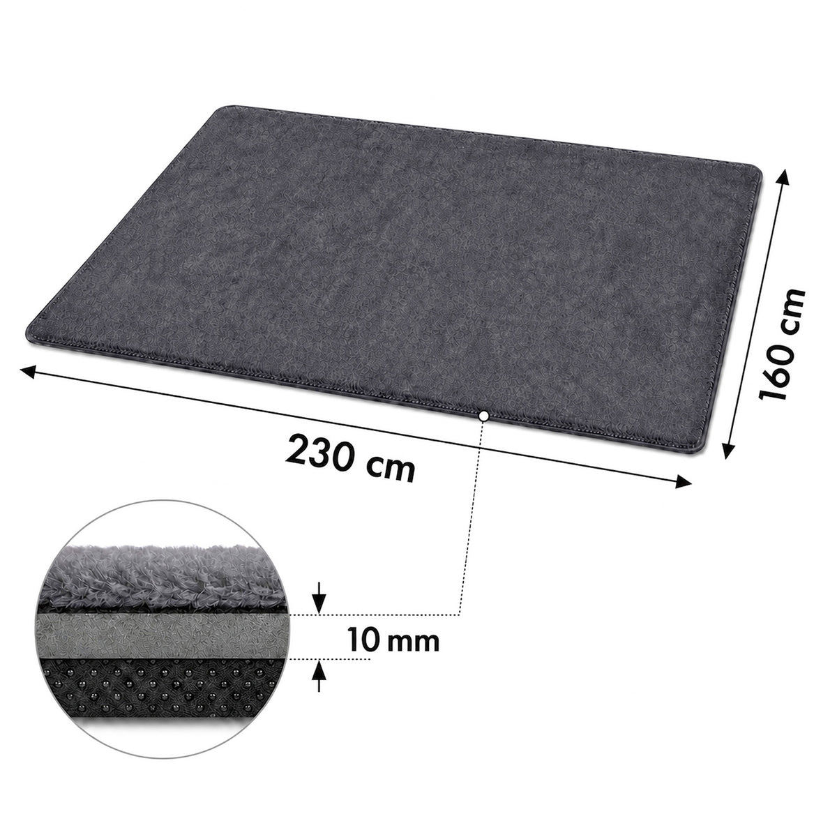 Marlow Rugs Living Room Faux Wool Carpet Rebound Foam Non Slip Washable Grey