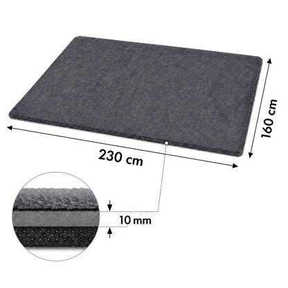Marlow Rugs Living Room Faux Wool Carpet Rebound Foam Non Slip Washable Grey