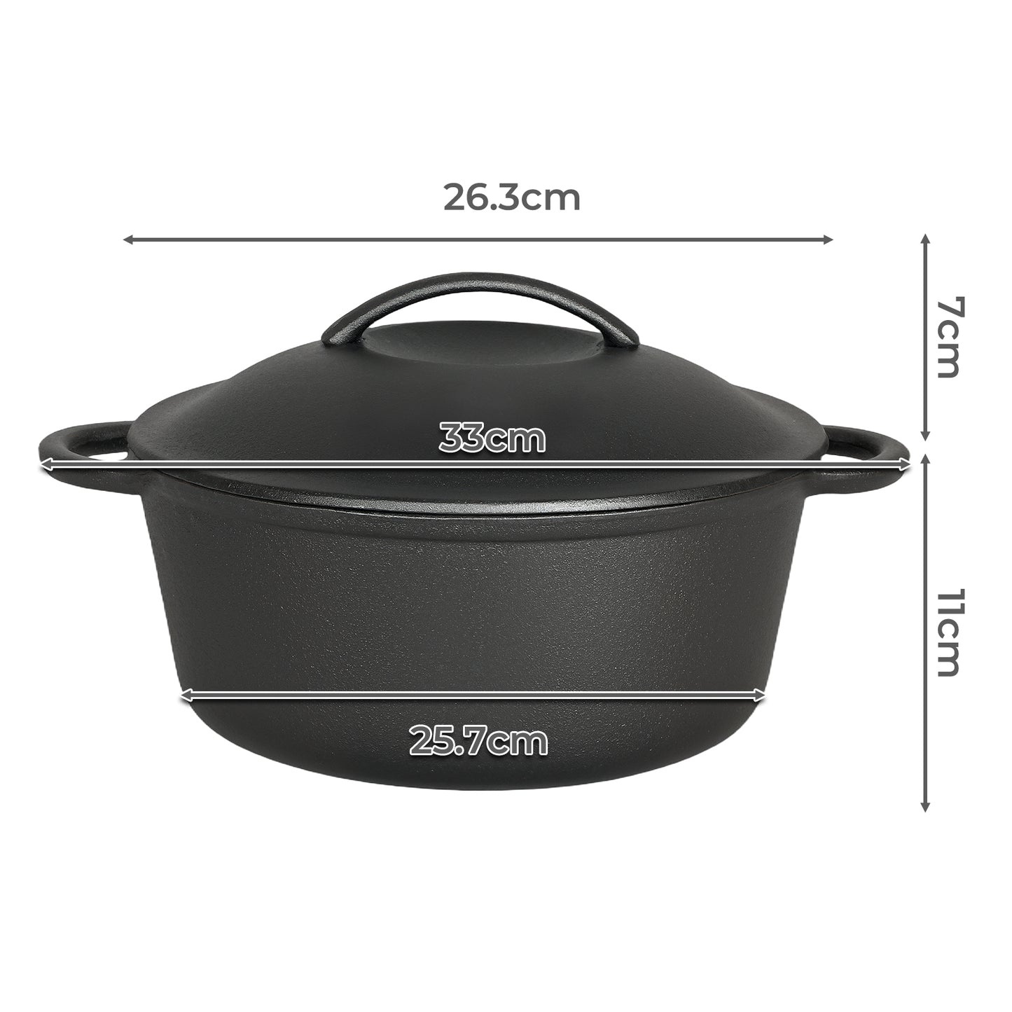 Toque 6.6L Cast Iron Dutch Oven Heavy Duty Casserole Dish Pot Stockpot With Lid