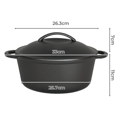 Toque 6.6L Cast Iron Dutch Oven Heavy Duty Casserole Dish Pot Stockpot With Lid