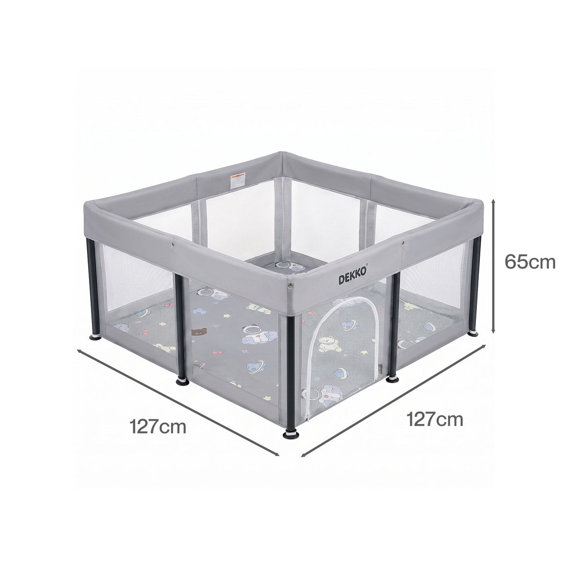 Dekko Baby Playpen Foldable Playpen With Mat 50 Balls Easy Setup Indoor Grey