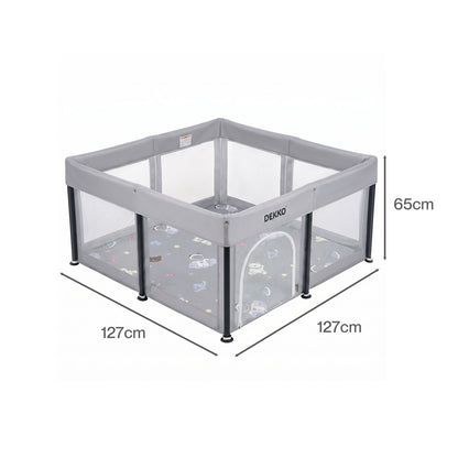 Dekko Baby Playpen Foldable Playpen With Mat 50 Balls Easy Setup Indoor Grey