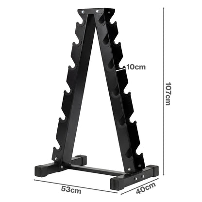 Centra Hex Dumbbells Stand 5-40kg Set Weight Storage Holder Rack Steel 6 Tier