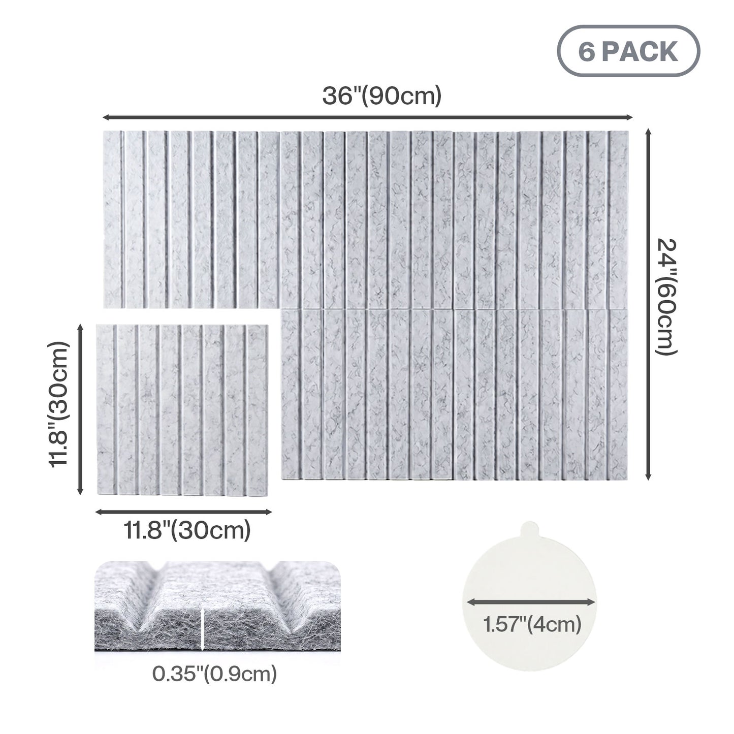 Levede Felt Notice Board 6 Pack Wall Tiles Pin Board Self Adhesive Grey 30x30cm