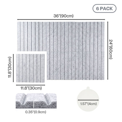 Levede Felt Notice Board 6 Pack Wall Tiles Pin Board Self Adhesive Grey 30x30cm