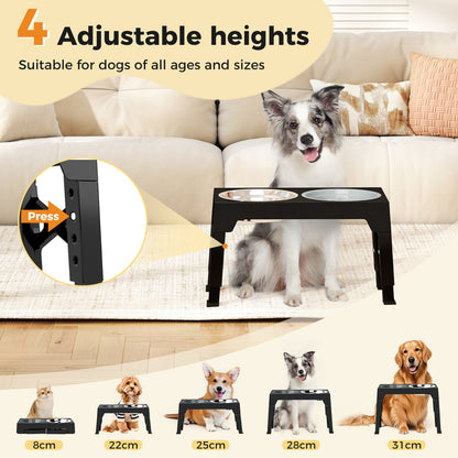 Skylos Raised Dog Feeding Bowl Elevated Pet Food Water Feeder Adjustable Folding