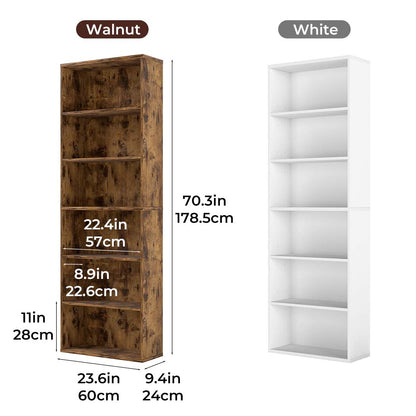 Levede 6 Tier Bookcase Shelving Storage Tall Adjustable Bookshelf Organizer Unit