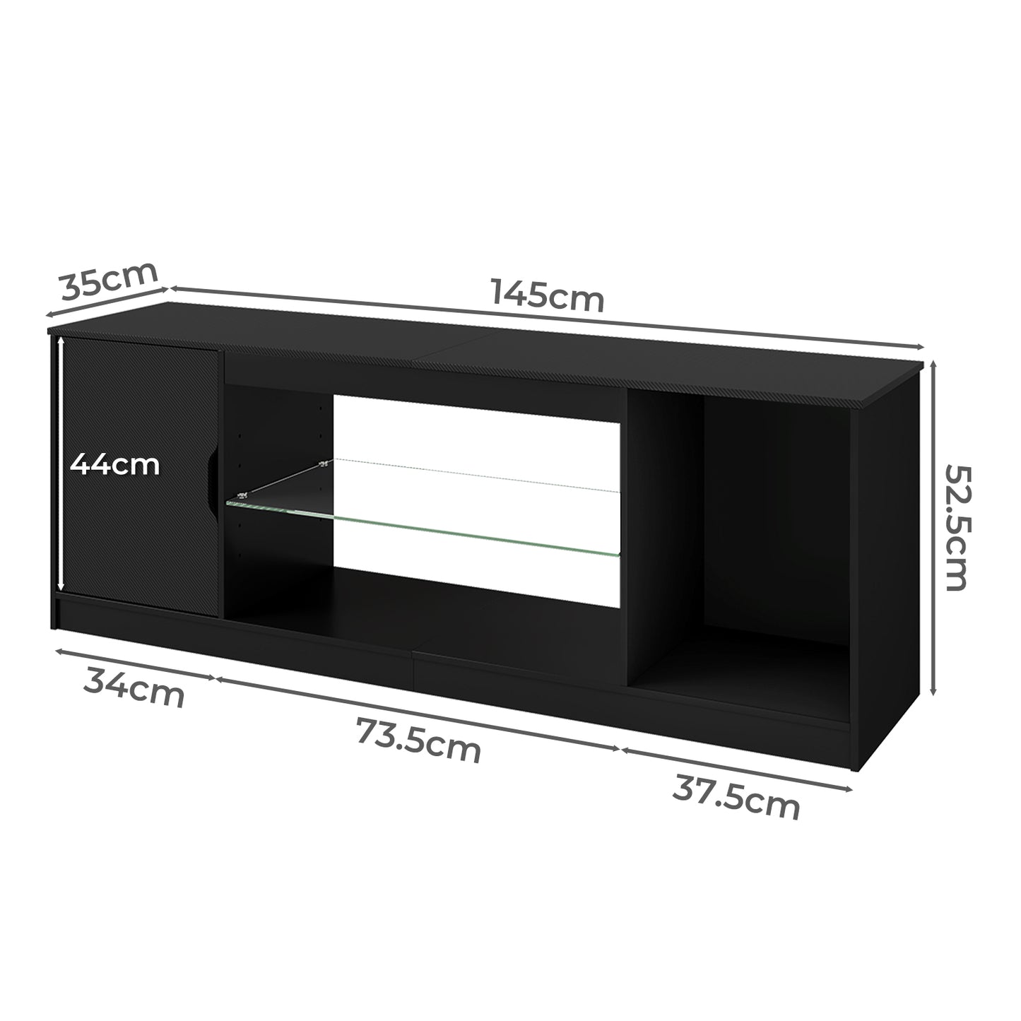 Levede TV Cabinet  with LED Lights Entertainment Unit Cupboard Storage 145cm MFC