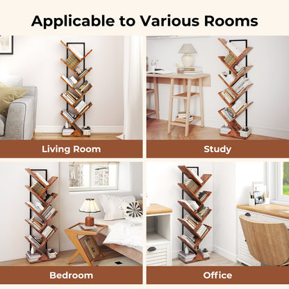 Levede 9 Tier Bookshelf Display Bookcase Tree Shaped Wooden Storage Rack Shelves