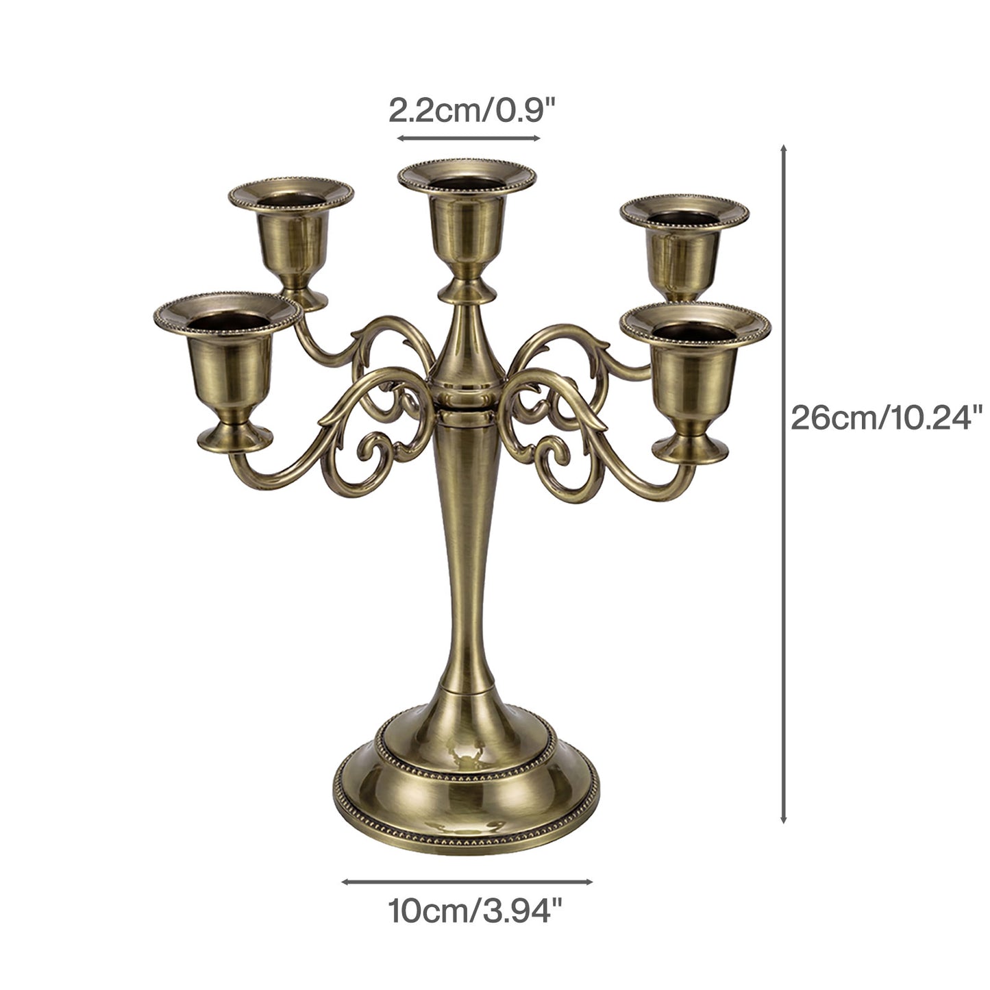 Levede Candle Holder 5 Arm Metal Candelabra Bronze Candlestick Stand Centerpiece