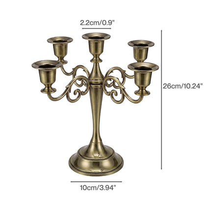 Levede Candle Holder 5 Arm Metal Candelabra Bronze Candlestick Stand Centerpiece