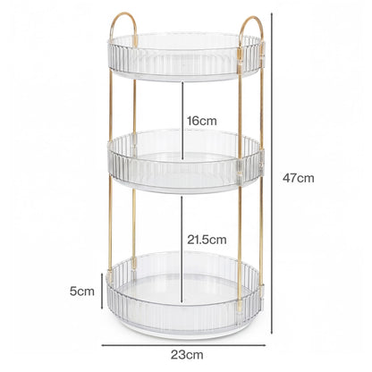 ilus Makeup Organiser 360 Rotating Spinning 3 Tiers Cosmetic Organizer White
