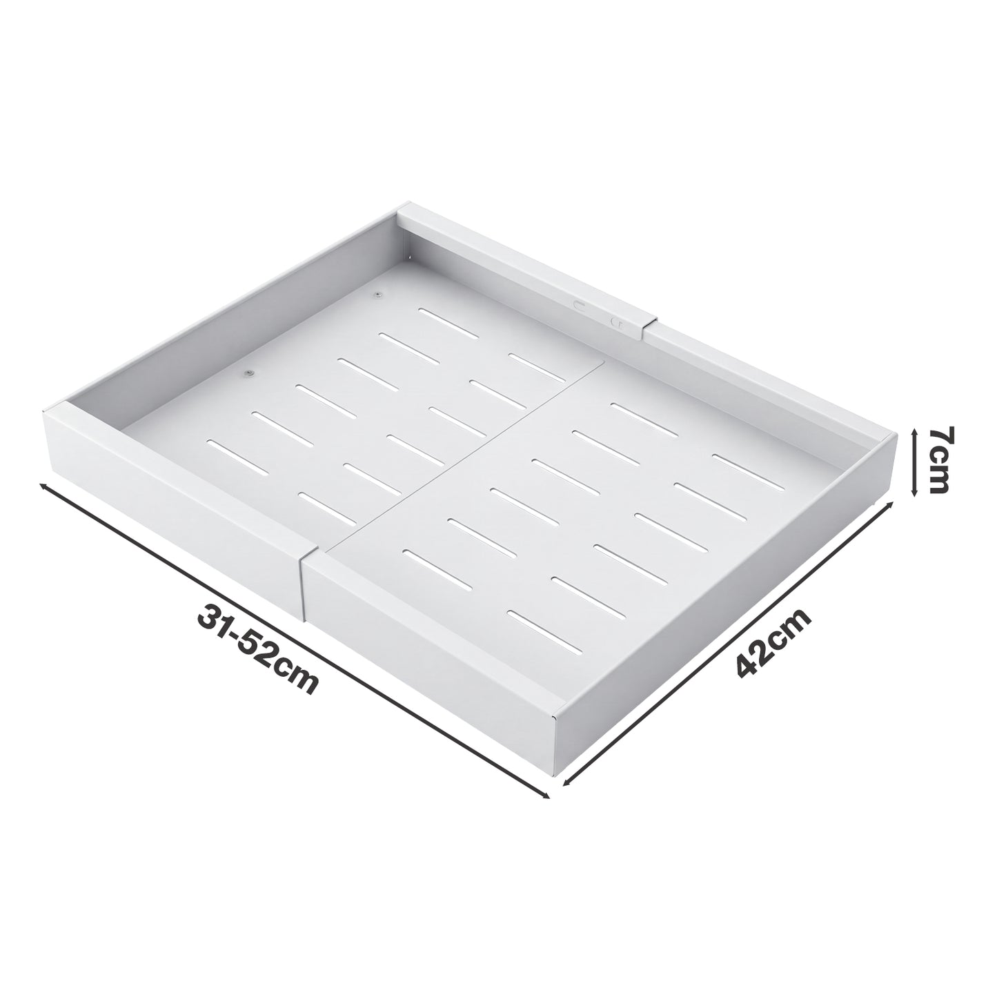 TOQUE Pull Out Cabinet Organizer Adhesive 2 Pcs Expandable White Storage Drawers