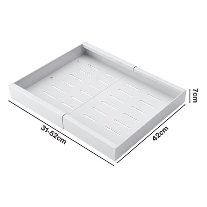 TOQUE Pull Out Cabinet Organizer Adhesive 2 Pcs Expandable White Storage Drawers