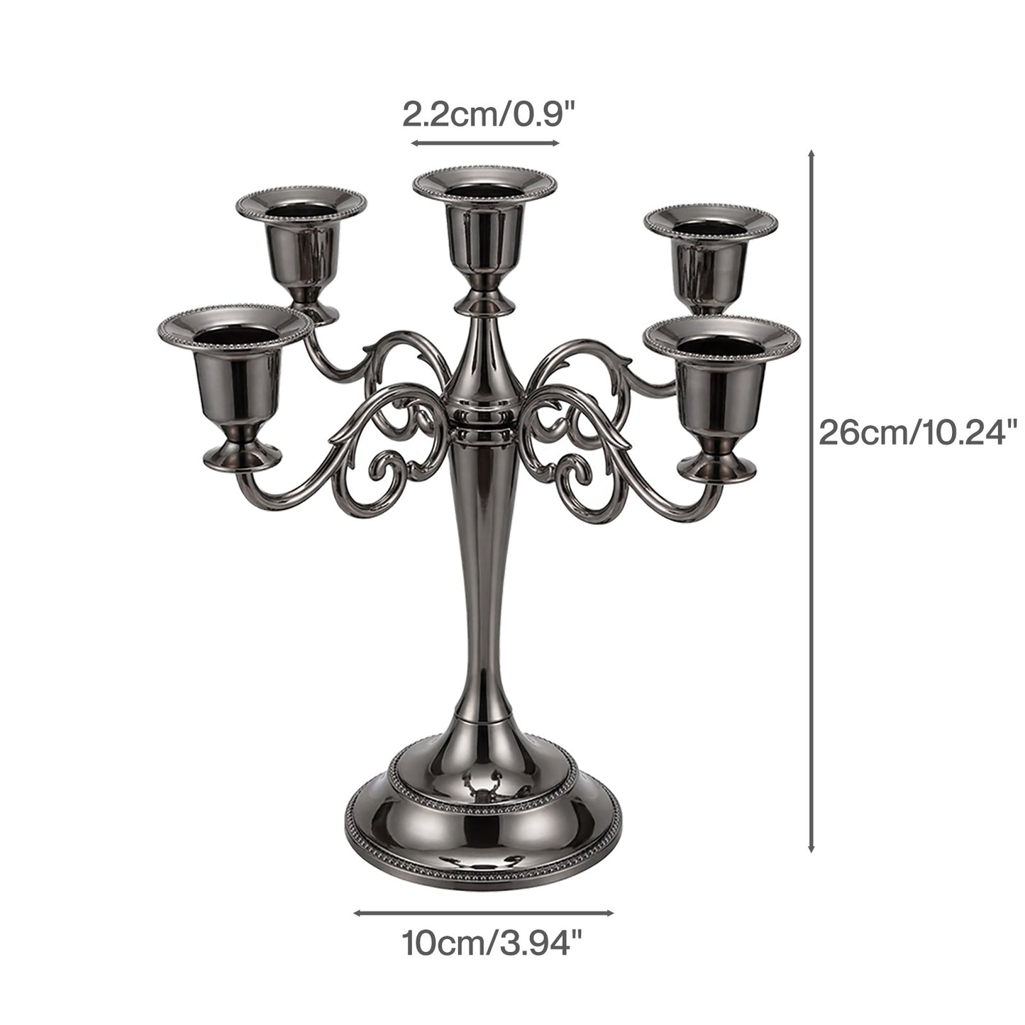 Levede Candle Holder 5 Arm Metal Candelabra Black Candlestick Stand Centerpiece