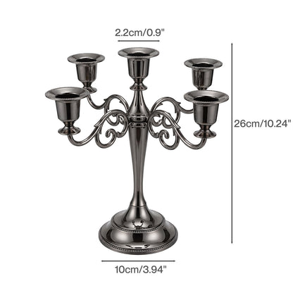 Levede Candle Holder 5 Arm Metal Candelabra Black Candlestick Stand Centerpiece