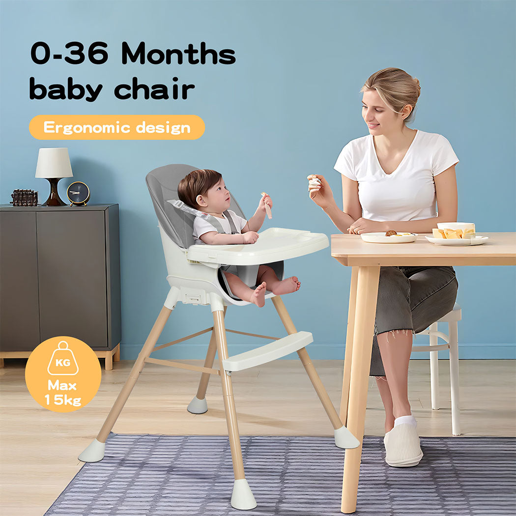 Dekko 6-In-1 Baby High Chair Kids Feeding Eating Seat Removable Adjustable Tray