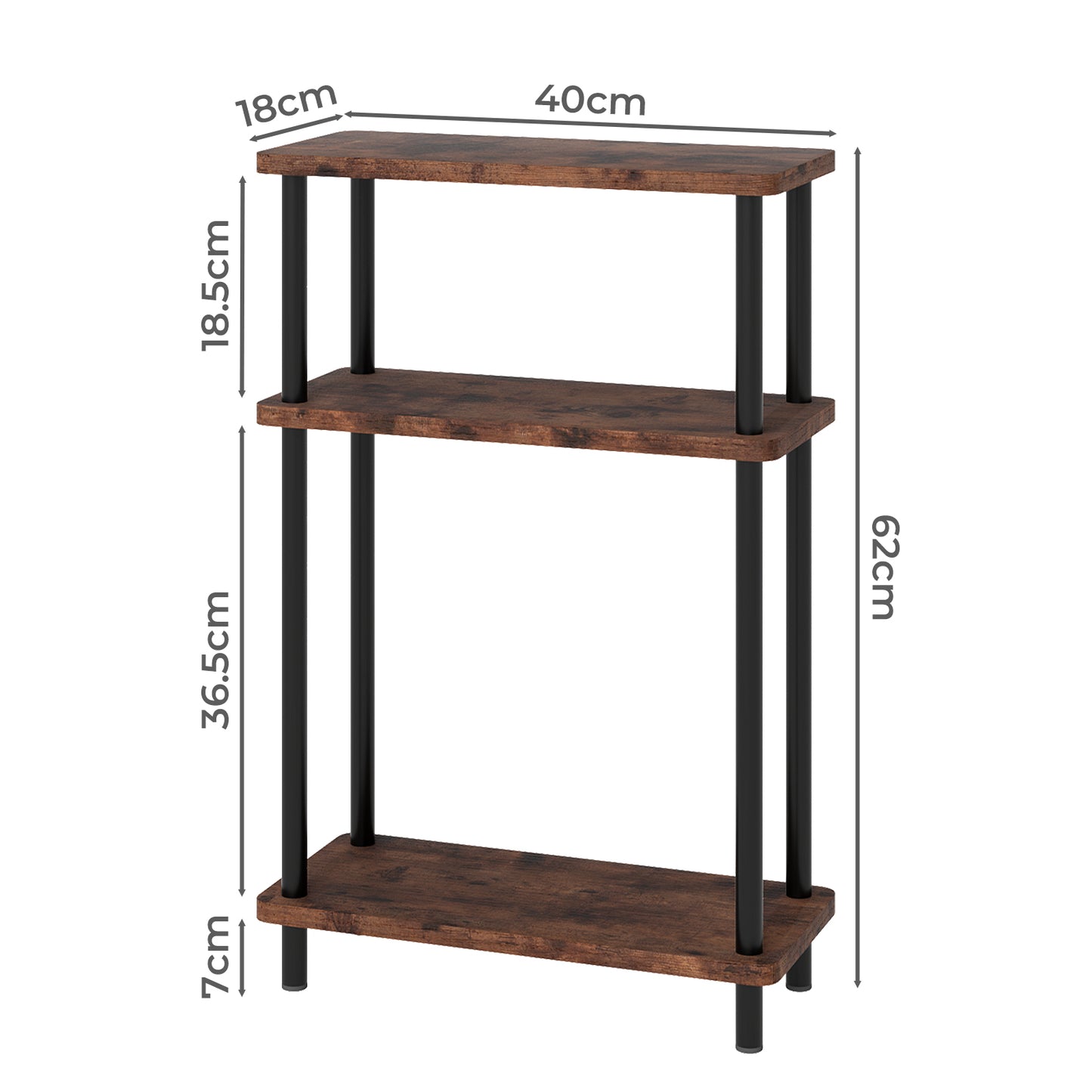 Levede Slim Side Table 3 Tier Narrow Sofa End Table Bedside Storage Stand