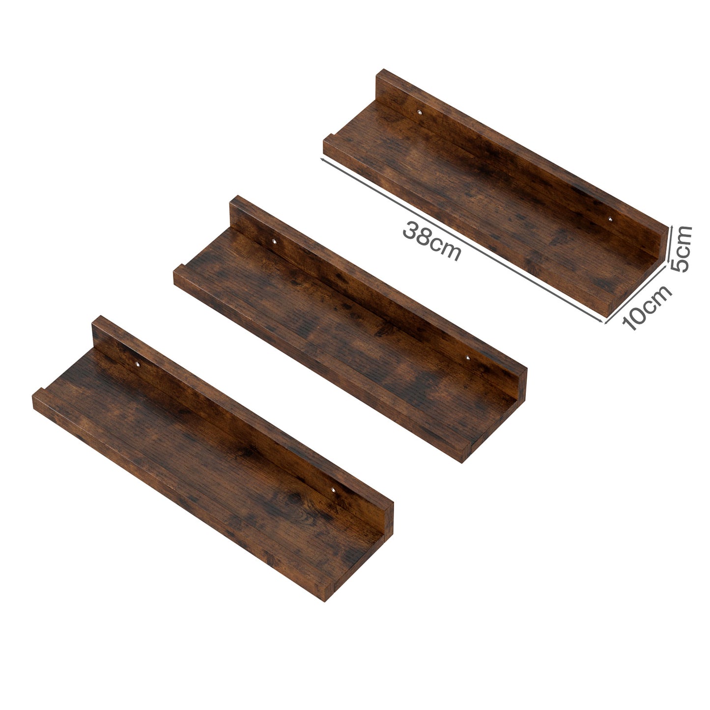 Levede Rustic Floating Shelves Set 3 Wall Mounted Display Shelf Wood Storage