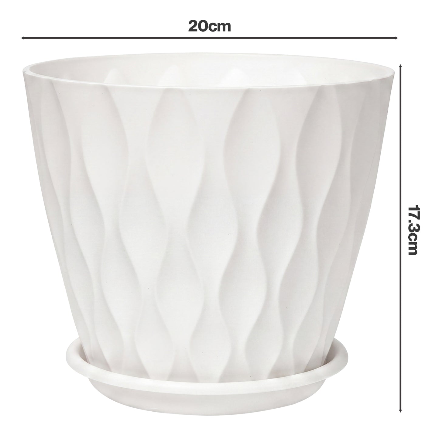 TOQUE Plant Pots 5Pc 8 Inch Plant Pots Indoor Drainage PP Plastic White