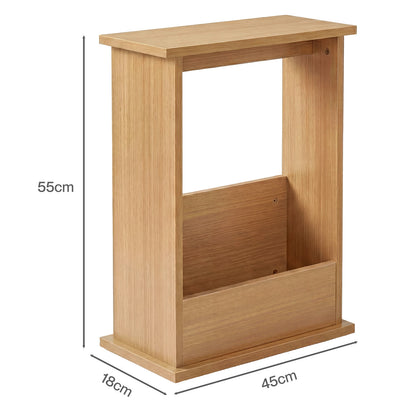 Levede Side Table Slim Storage Magazine Rack Sofa End Table Small Space Oak