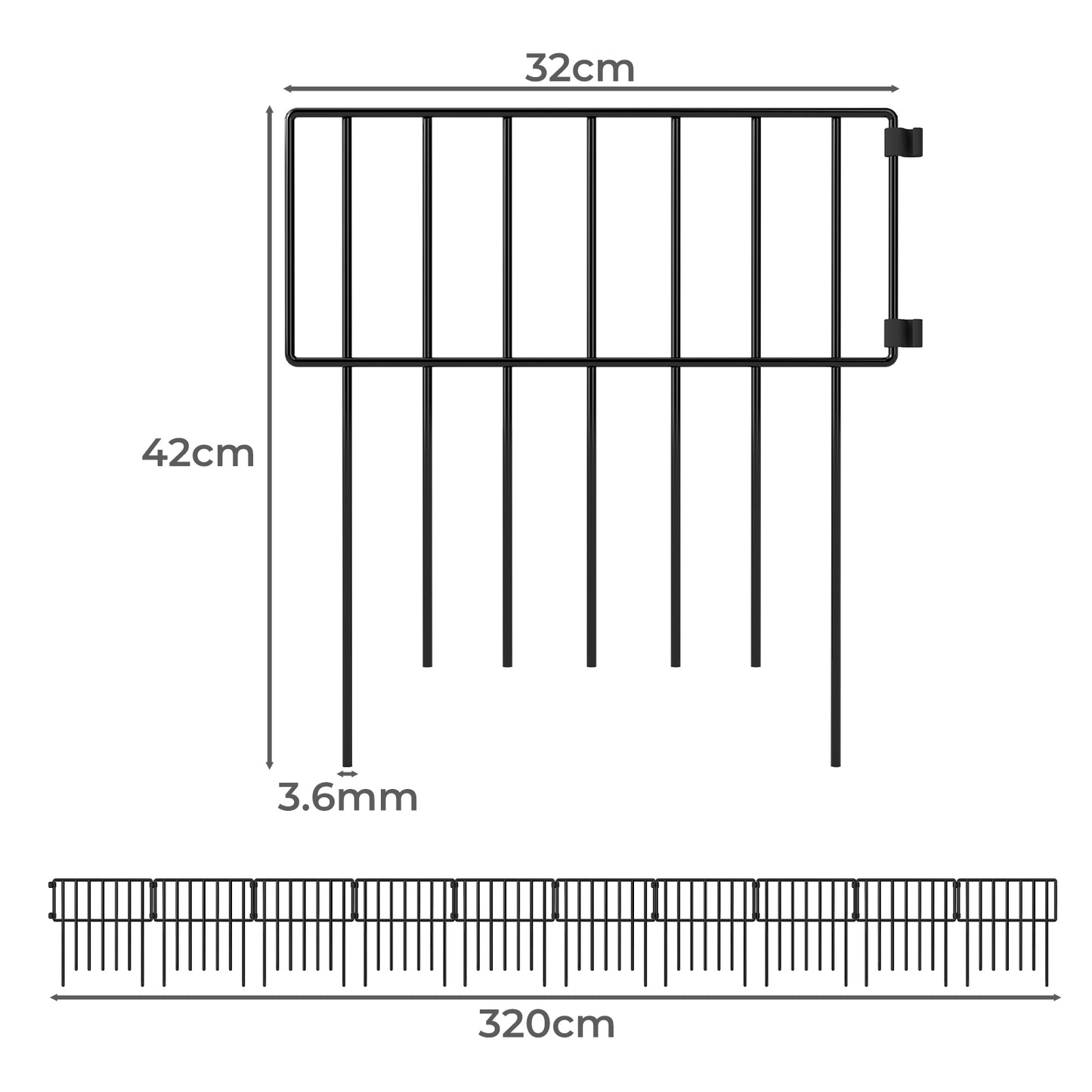 Levede 10 Pack Animal Barrier Outdoor Pet Border Metal Decorative Garden Fence