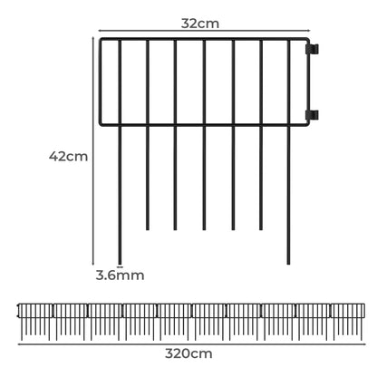 Levede 10 Pack Animal Barrier Outdoor Pet Border Metal Decorative Garden Fence