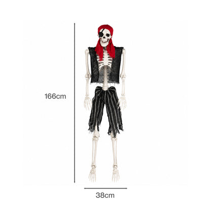 Yezi Halloween Skeleton Life Size Pirate Decor 166cm PE Plastic White