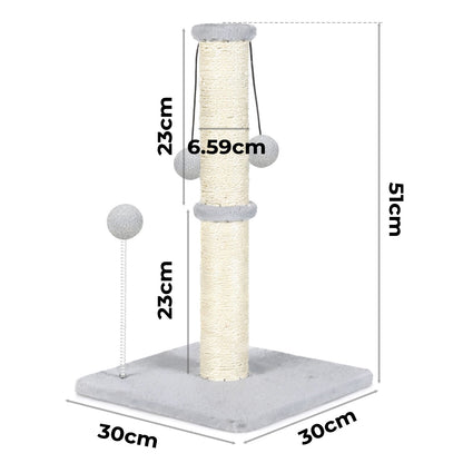 Skylos 51cm Cat Scratching Post Strong Natural Sisal Heavy Duty Base with Ball