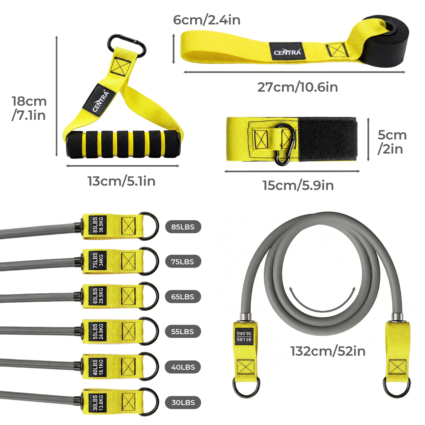 Resistance Bands Set with Handle Latex Home Crossfit Yoga Tube Strength Training