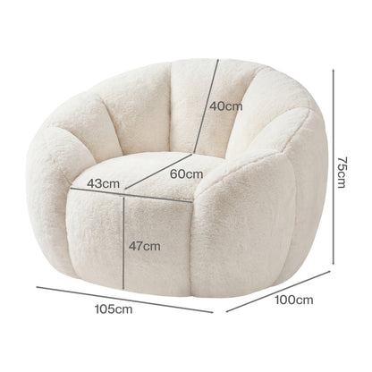 Levede Bean Bag Chair Faux Rabbit Fur Floral Shaped Reading Sofa Chair White