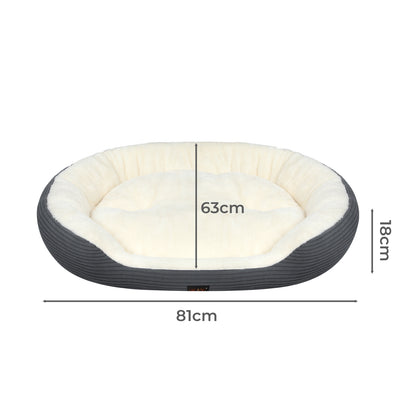 Skylos Dog Bed Luxury Soft Washable Puppy Cat Cushion Mattress Corduroy Grey L