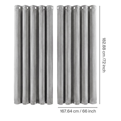 Marlow Thick Thermal Blackout Curtains Velvet 66x72 Inch Eyelet Ring Top Grey