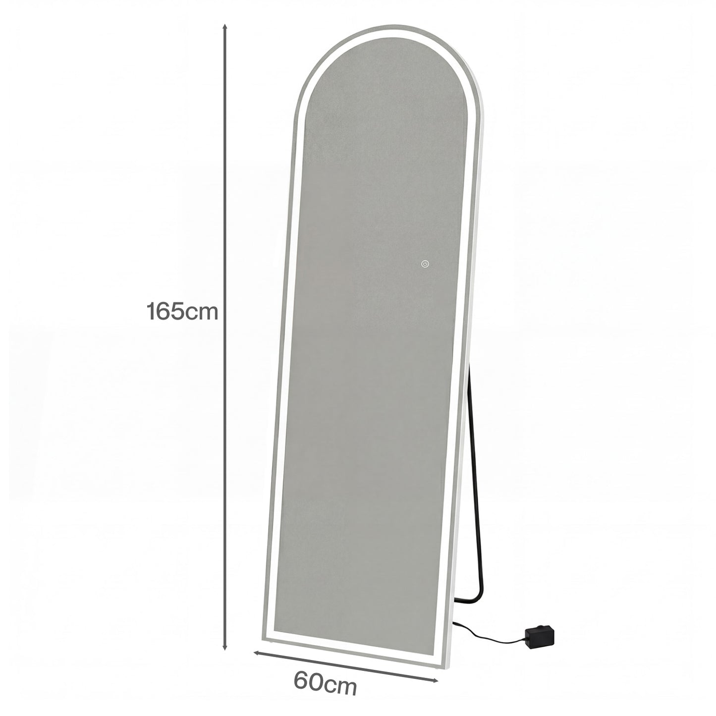 Yezi Full Length Mirror Arched LED Touch Buttons Light-Adjustable 165x60cm White