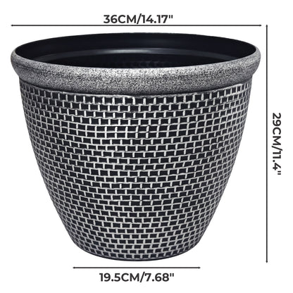 TOQUE 2PCS Plastic Garden Plant Pots 36cm Round Outdoor Planters Drainage Holes