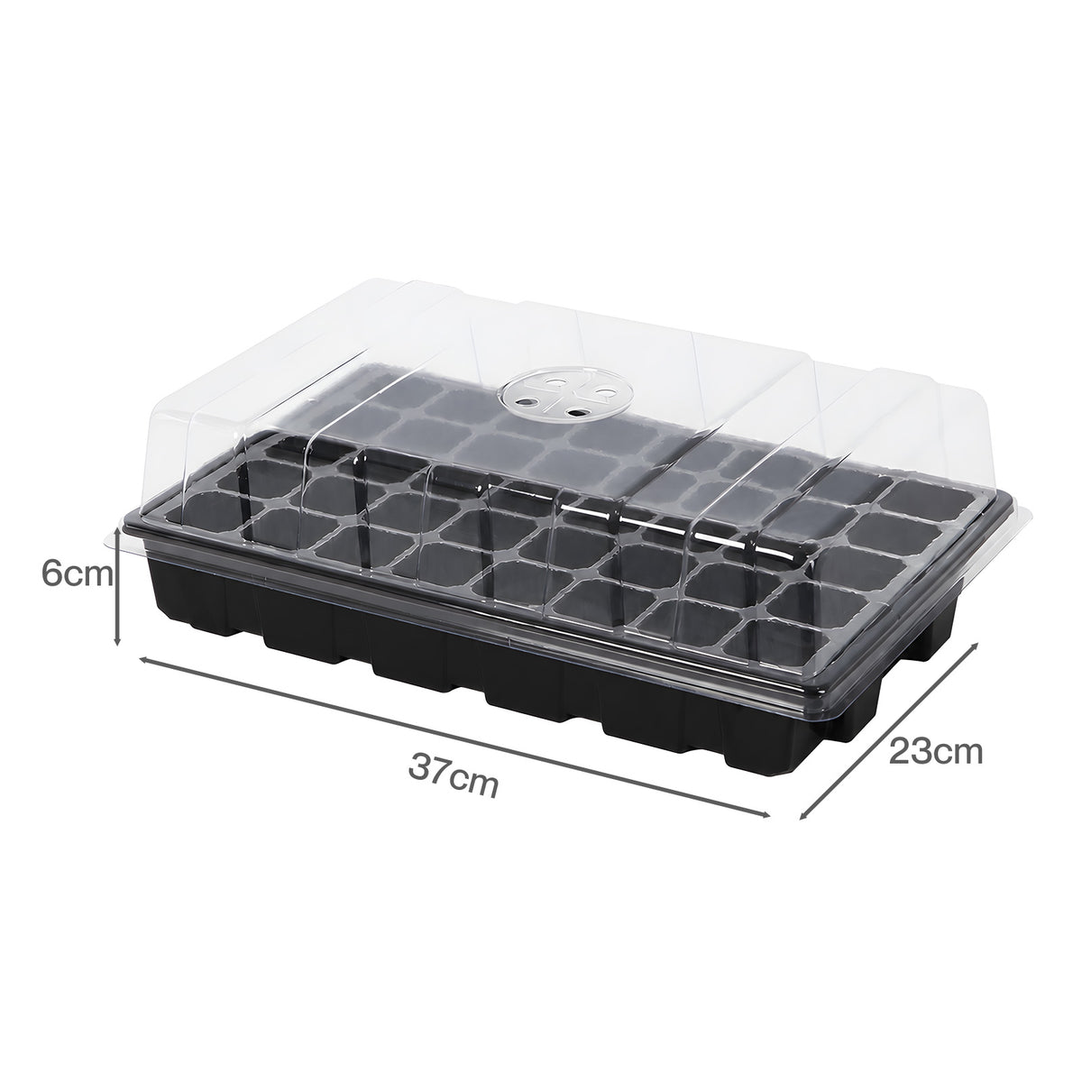 TOQUE Seed Trays 5Pc Clear View With Lids 40 Cell Propagators For Plants Black