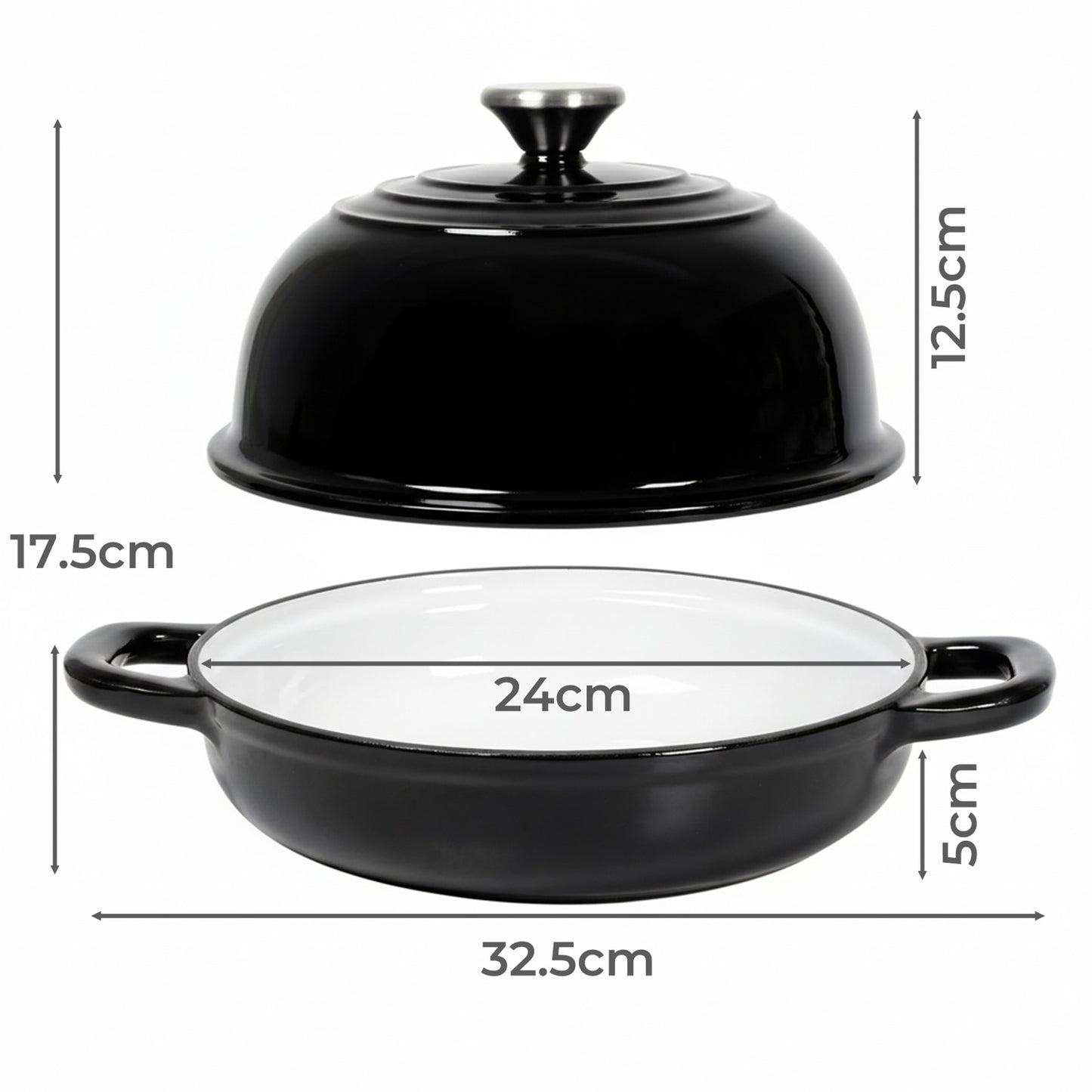 Toque Cast Iron Enamelled Dutch Oven Bread Baking Pot Casserole Dish Round 24cm