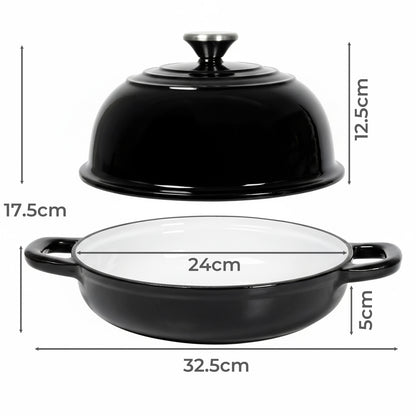 Toque Cast Iron Enamelled Dutch Oven Bread Baking Pot Casserole Dish Round 24cm