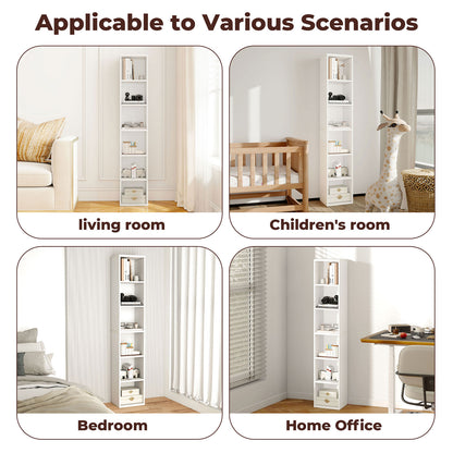 Levede Bookcases Book Shelf Shelving Storage Unit Slim Wood Office Home White