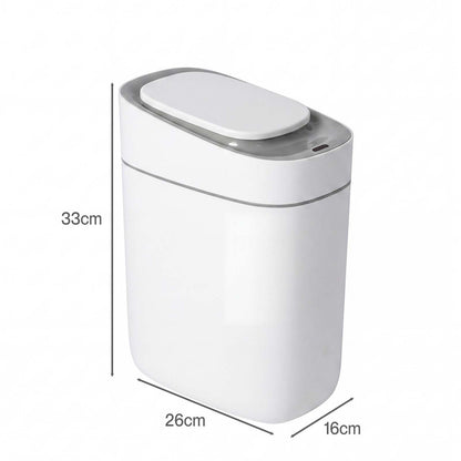 Toque Smart Trash Bin Slim Sensor Bathroom Bin With Lid Silent Open Close White