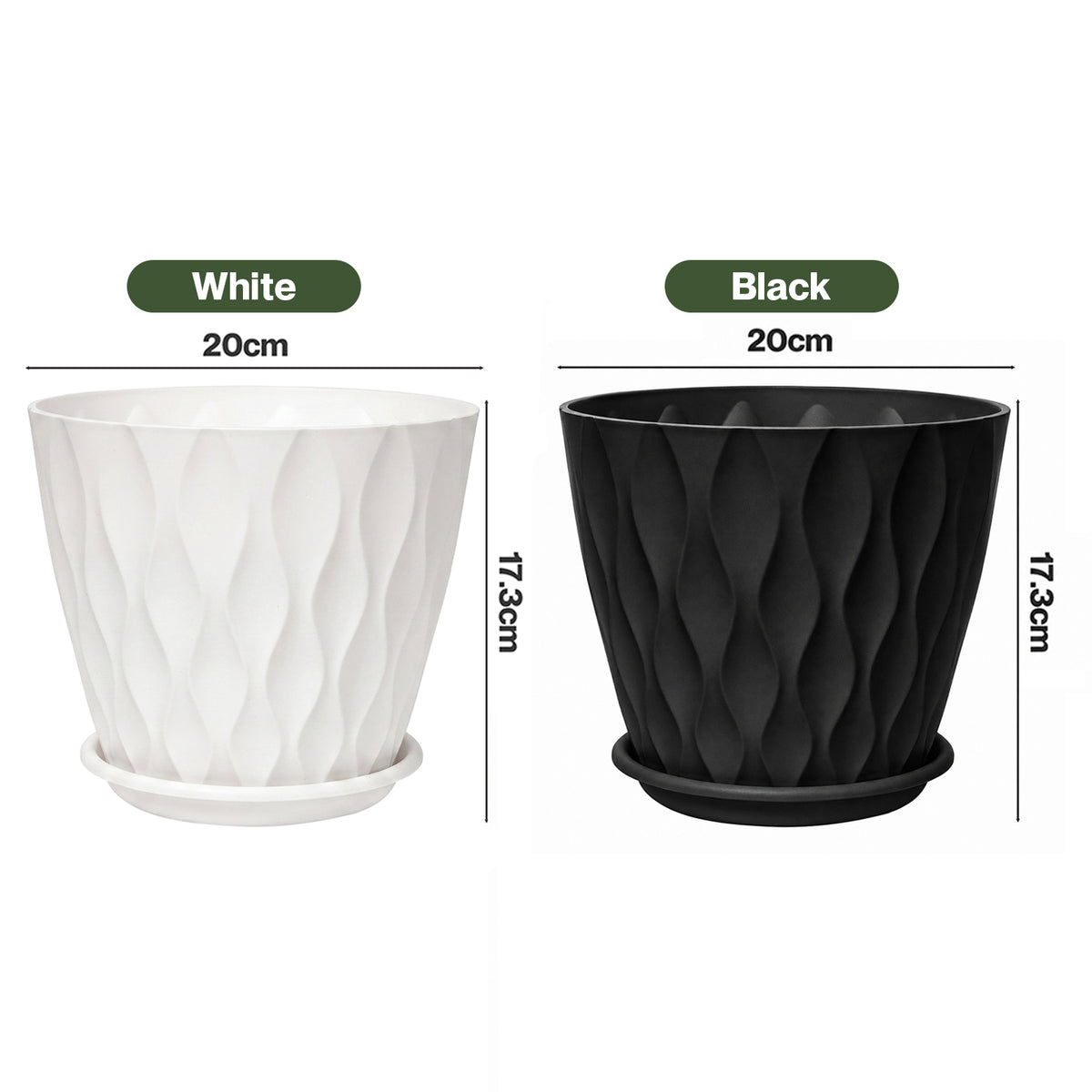 TOQUE Plant Pots 5Pc Plant Pots Indoor Drainage PP Plastic