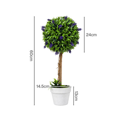 Lambu Artificial Plants Faux Lavender Topiary Set of 2 for Front Door Green