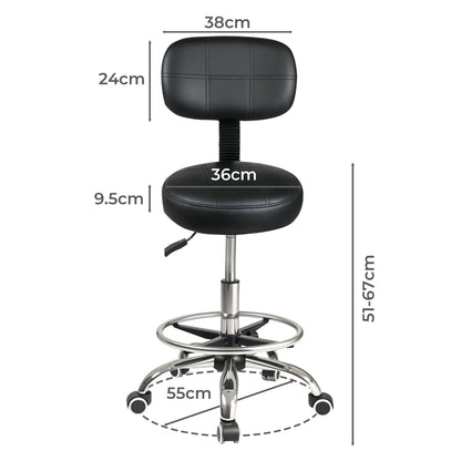 Levede Swivel Drafting Chair Low Back Round Rolling Stool Height Adjustable