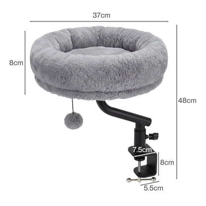Skylos Cat Desk Bed Rotatable Adjustable Elevated Grey Cozy Hanging Desk