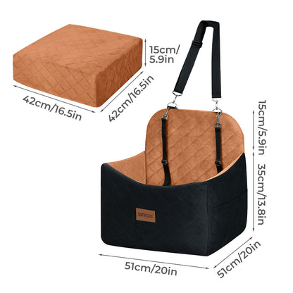 Skylos Pet Booster Dog Car Seat Safe Travel Carrier Bed Bag Basket Puppy Brown