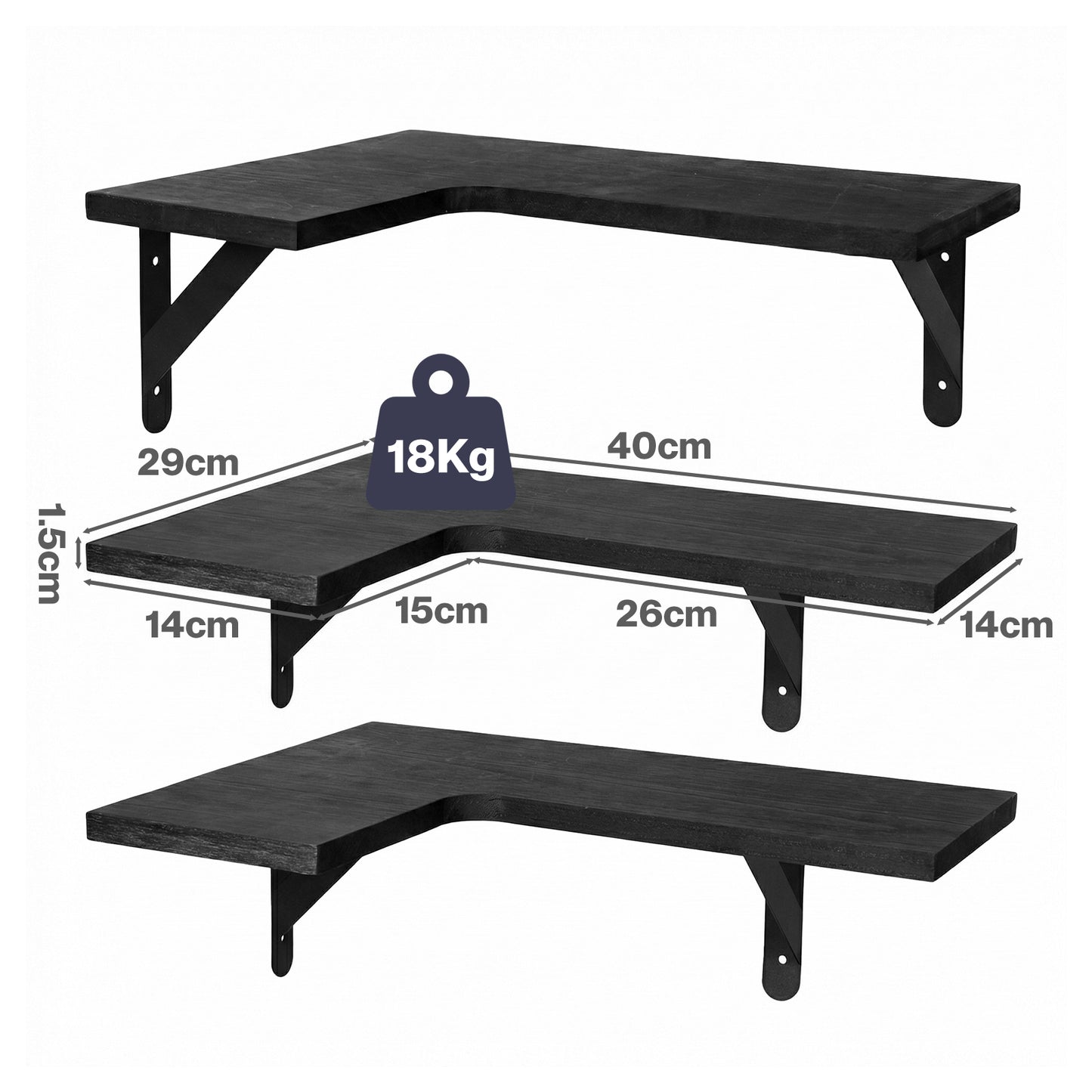 Levede Floating Shelf Wall Mounted 3pc Corner Shelf Unit Home Sotrage Decor