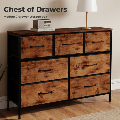 Levede Chest of Drawers 7 Drawer Storage for Bedroom Living Room in Brown Black